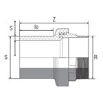 TRANSITION ADAPTOR (SDR 11 PE BRASS MS-58 MALE THREAD WATER 16 BAR INJECTED – LONG SPIGOT) - Image 2